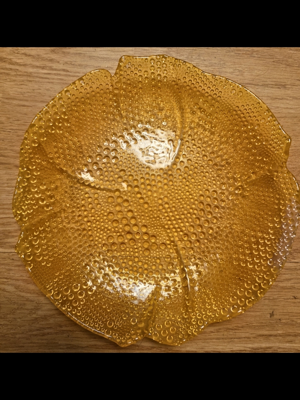 Vintage Behrenberg Yellow Handmade Glass Bubble Blown Salad Plate